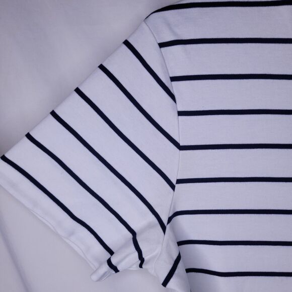 Polo Ralph Lauren T Shirt Mens Large Striped White, Navy Pony - Picture 3 of 11